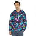 Night Star Unicorn Pattern Print Men's Velvet Pullover Hoodie