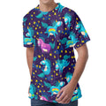 Night Star Unicorn Pattern Print Men's Velvet T-Shirt