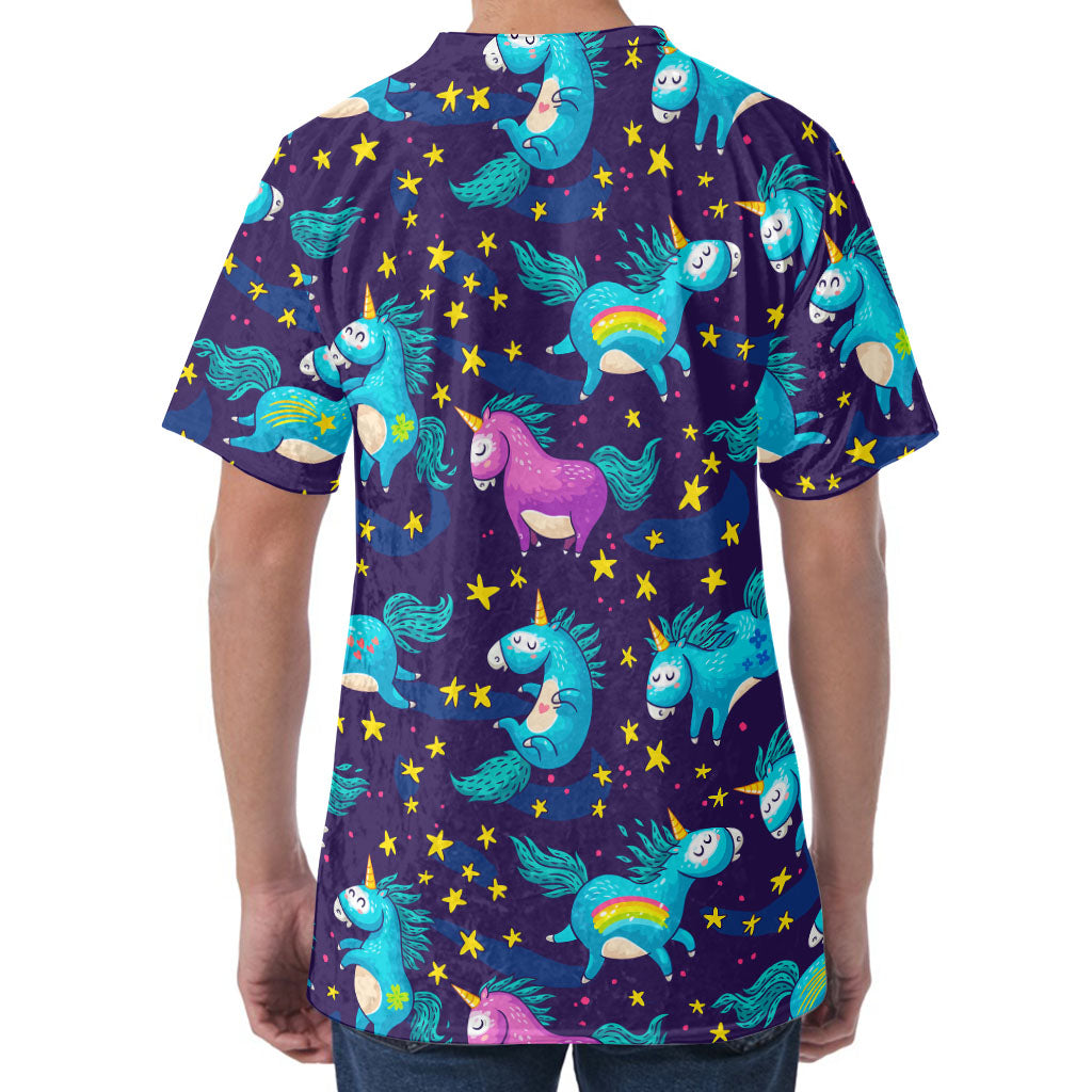 Night Star Unicorn Pattern Print Men's Velvet T-Shirt