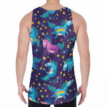 Night Star Unicorn Pattern Print Men's Velvet Tank Top