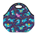 Night Star Unicorn Pattern Print Neoprene Lunch Bag