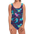 Night Star Unicorn Pattern Print One Piece Swimsuit