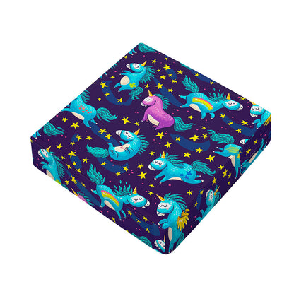 Night Star Unicorn Pattern Print Outdoor Seat Cushion Cover