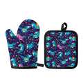 Night Star Unicorn Pattern Print Oven Mitt And Pot Holder Set