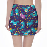 Night Star Unicorn Pattern Print Pencil Mini Skirt