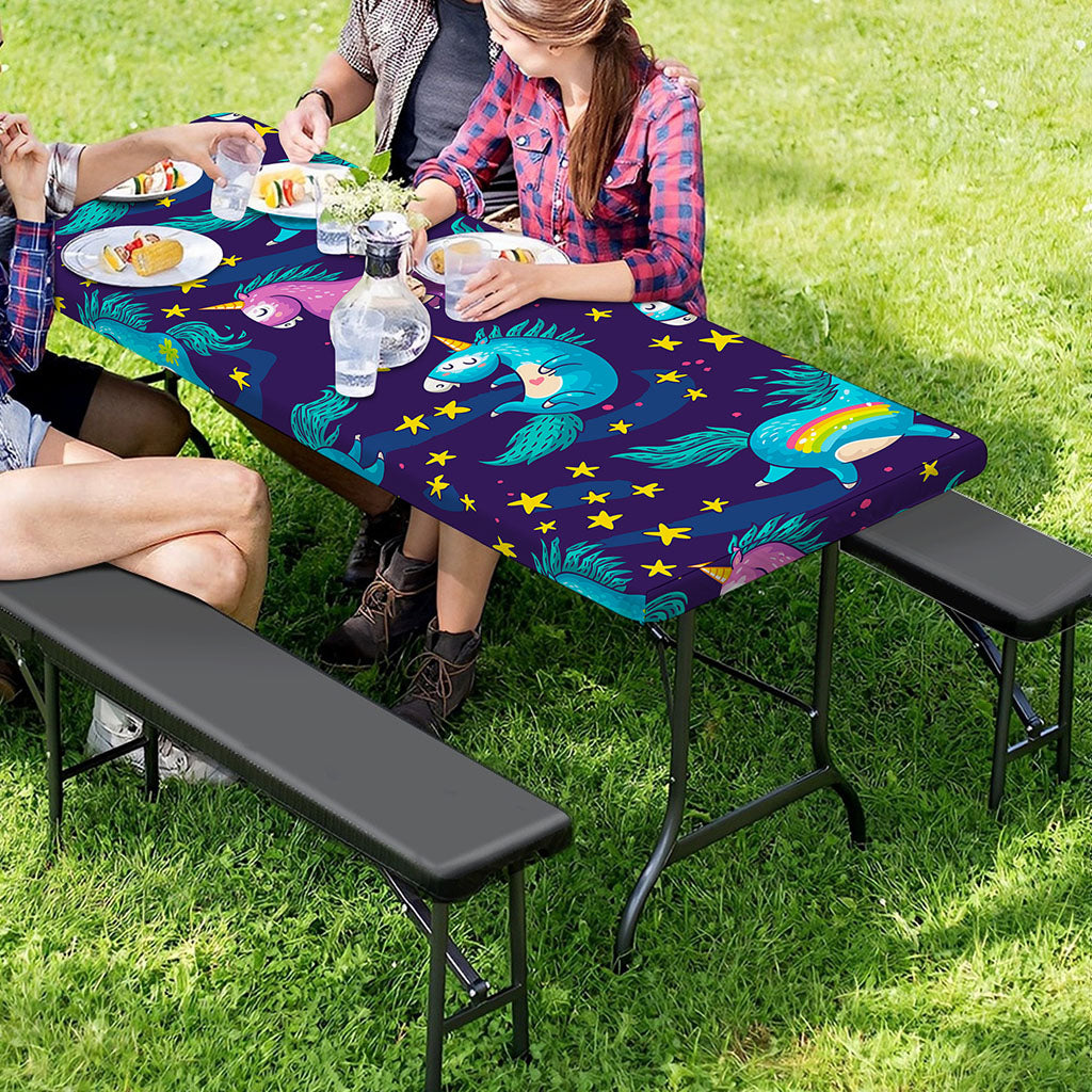 Night Star Unicorn Pattern Print Picnic Table Cover