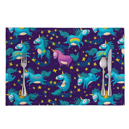 Night Star Unicorn Pattern Print Placemat