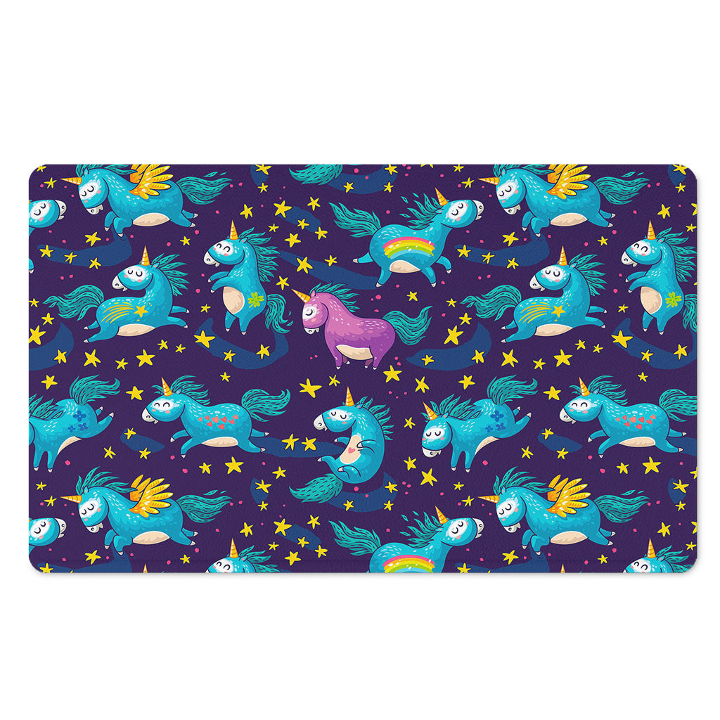 Night Star Unicorn Pattern Print Polyester Doormat