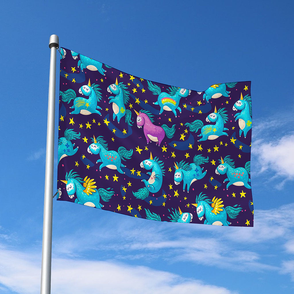 Night Star Unicorn Pattern Print Polyester Flag