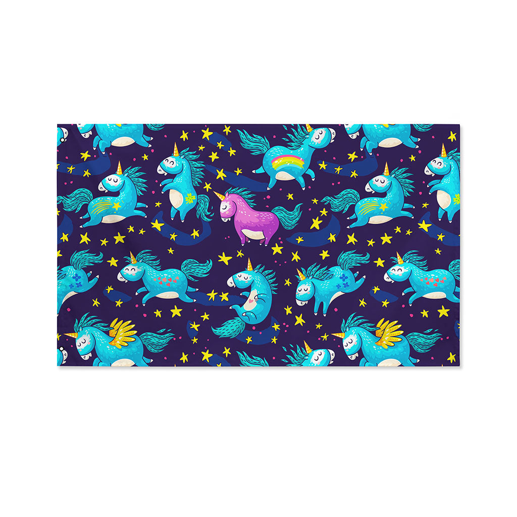 Night Star Unicorn Pattern Print Polyester Flag