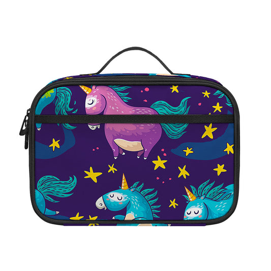 Night Star Unicorn Pattern Print Portable Lunch Bag