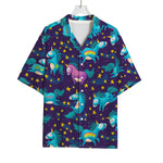 Night Star Unicorn Pattern Print Rayon Hawaiian Shirt