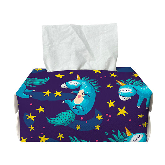 Night Star Unicorn Pattern Print Rectangle Tissue Box Cover