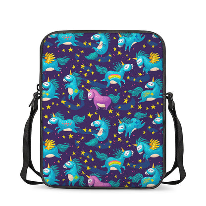 Night Star Unicorn Pattern Print Rectangular Crossbody Bag