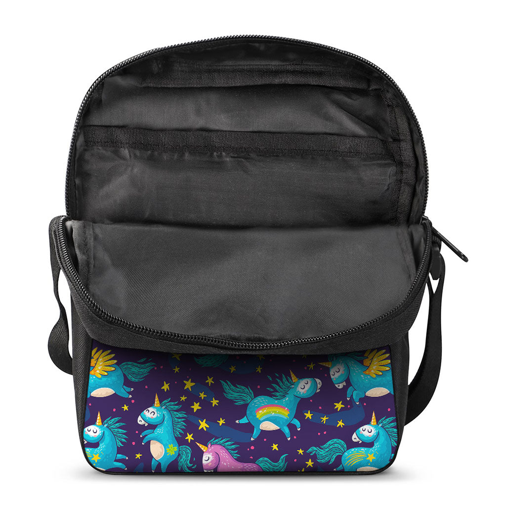 Night Star Unicorn Pattern Print Rectangular Crossbody Bag