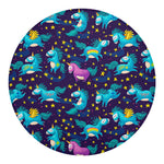 Night Star Unicorn Pattern Print Round Blanket