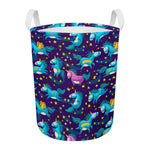 Night Star Unicorn Pattern Print Round Laundry Basket