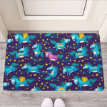 Night Star Unicorn Pattern Print Rubber Doormat