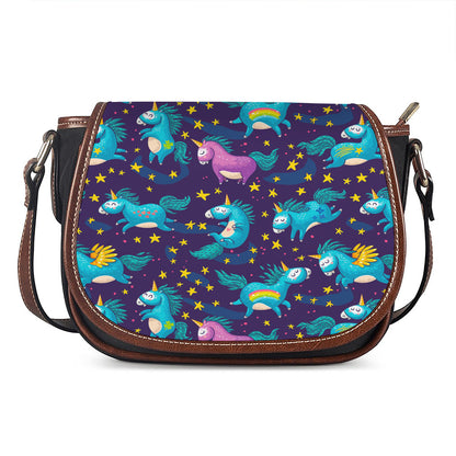 Night Star Unicorn Pattern Print Saddle Bag