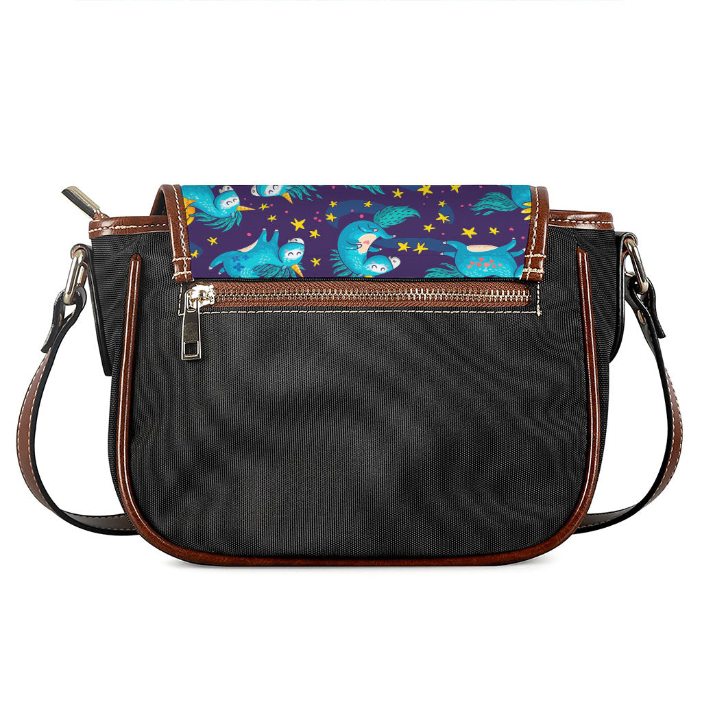 Night Star Unicorn Pattern Print Saddle Bag
