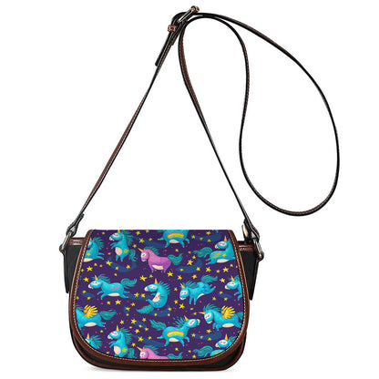 Night Star Unicorn Pattern Print Saddle Bag