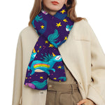 Night Star Unicorn Pattern Print Scarf