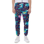 Night Star Unicorn Pattern Print Scuba Joggers