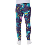 Night Star Unicorn Pattern Print Scuba Joggers