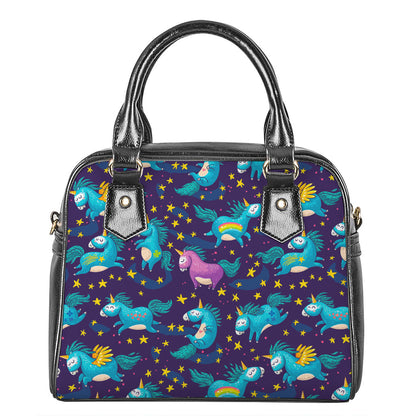 Night Star Unicorn Pattern Print Shoulder Handbag