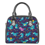 Night Star Unicorn Pattern Print Shoulder Handbag