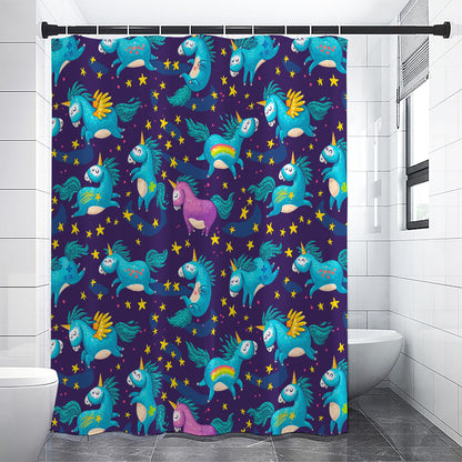 Night Star Unicorn Pattern Print Shower Curtain