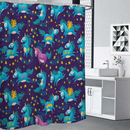 Night Star Unicorn Pattern Print Shower Curtain