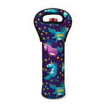 Night Star Unicorn Pattern Print Single Neoprene Wine Tote