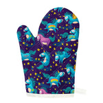 Night Star Unicorn Pattern Print Single Oven Mitt