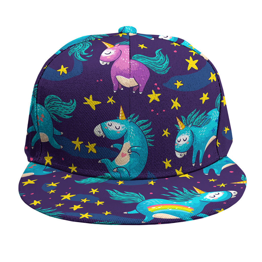 Night Star Unicorn Pattern Print Snapback Cap