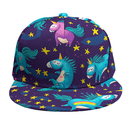 Night Star Unicorn Pattern Print Snapback Cap