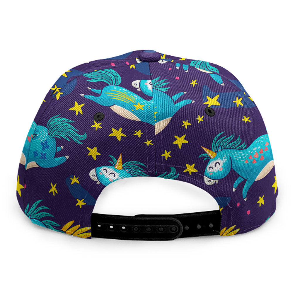 Night Star Unicorn Pattern Print Snapback Cap