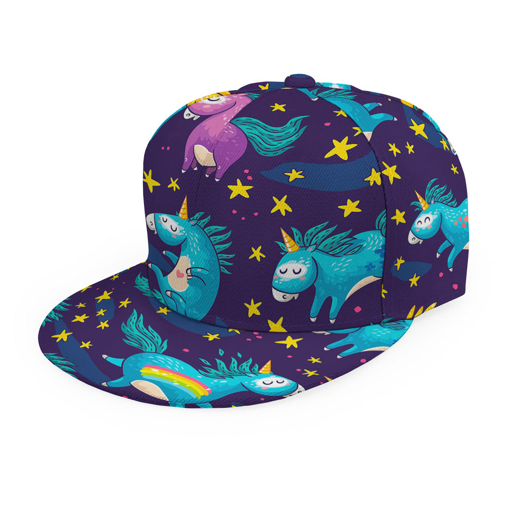 Night Star Unicorn Pattern Print Snapback Cap