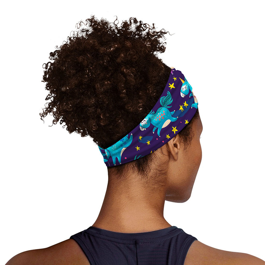 Night Star Unicorn Pattern Print Sports Headband