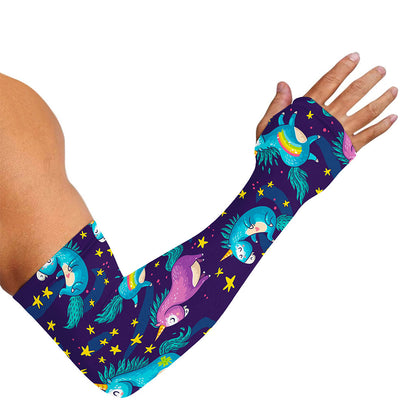 Night Star Unicorn Pattern Print Sun Protection Arm Sleeves