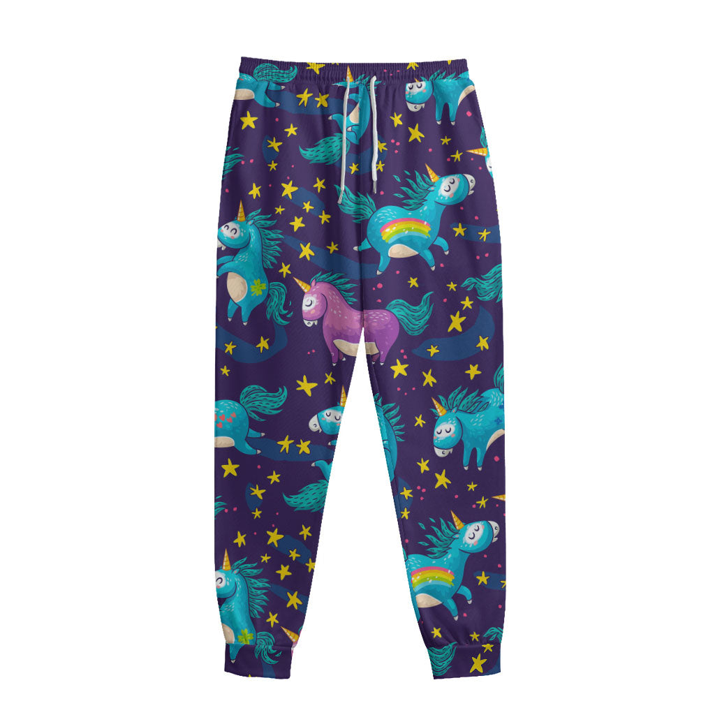 Night Star Unicorn Pattern Print Sweatpants