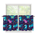Night Star Unicorn Pattern Print Tier Curtains