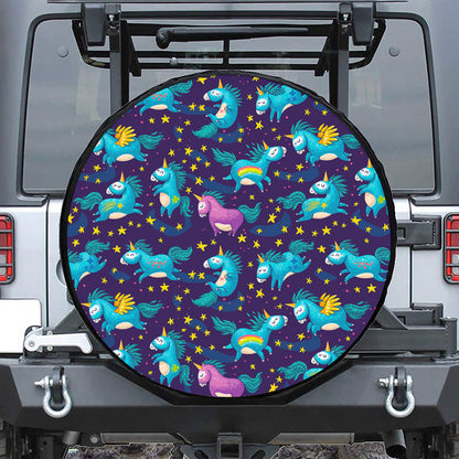 Night Star Unicorn Pattern Print Tire Cover