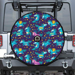 Night Star Unicorn Pattern Print Tire Cover With Camera Hole