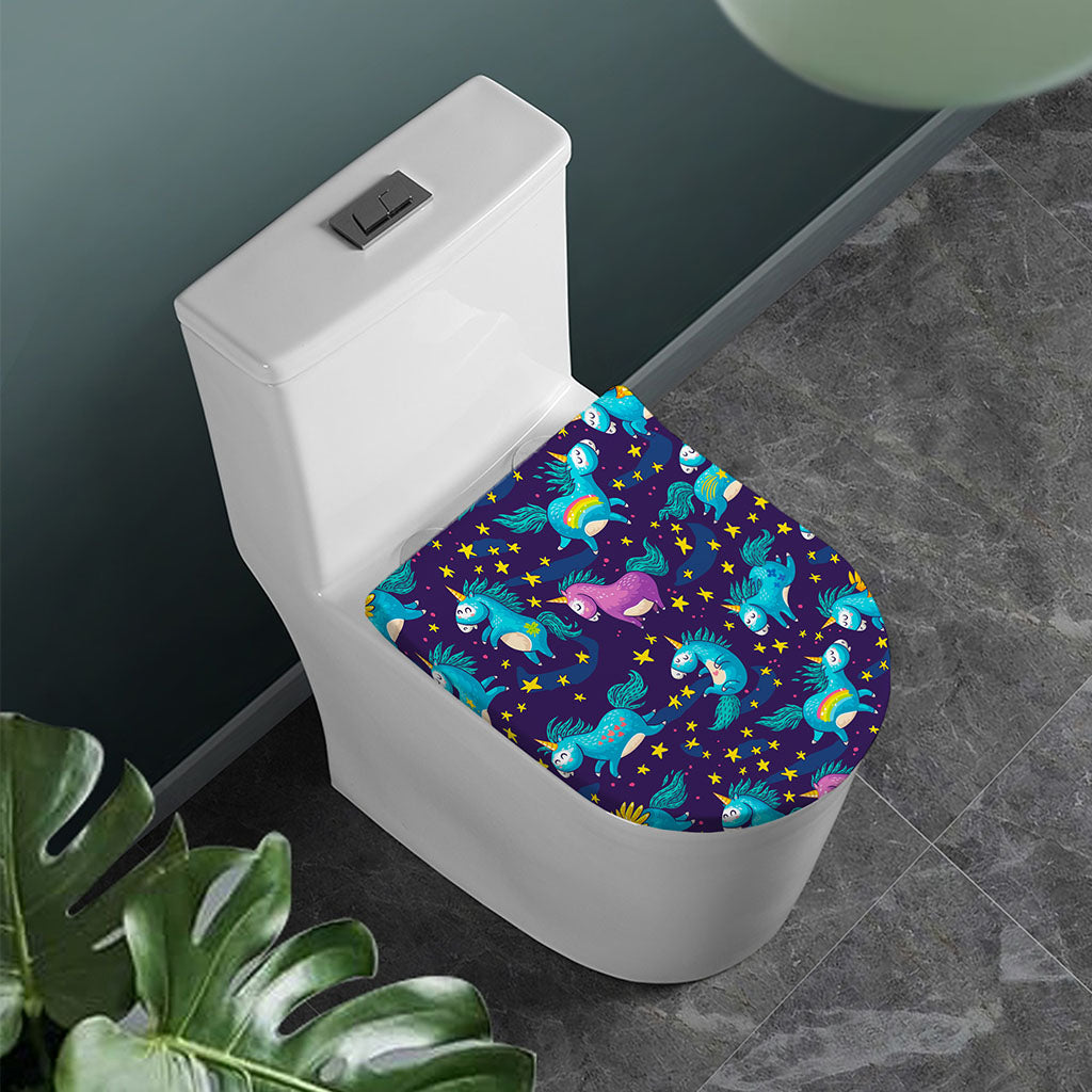 Night Star Unicorn Pattern Print Toilet Lid Cover