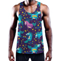 Night Star Unicorn Pattern Print Men's Workout Tank Top