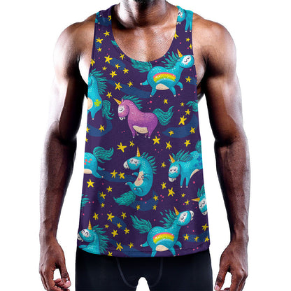 Night Star Unicorn Pattern Print Training Tank Top
