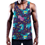 Night Star Unicorn Pattern Print Training Tank Top