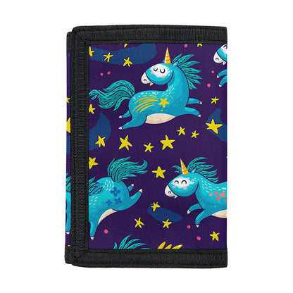 Night Star Unicorn Pattern Print Trifold Wallet