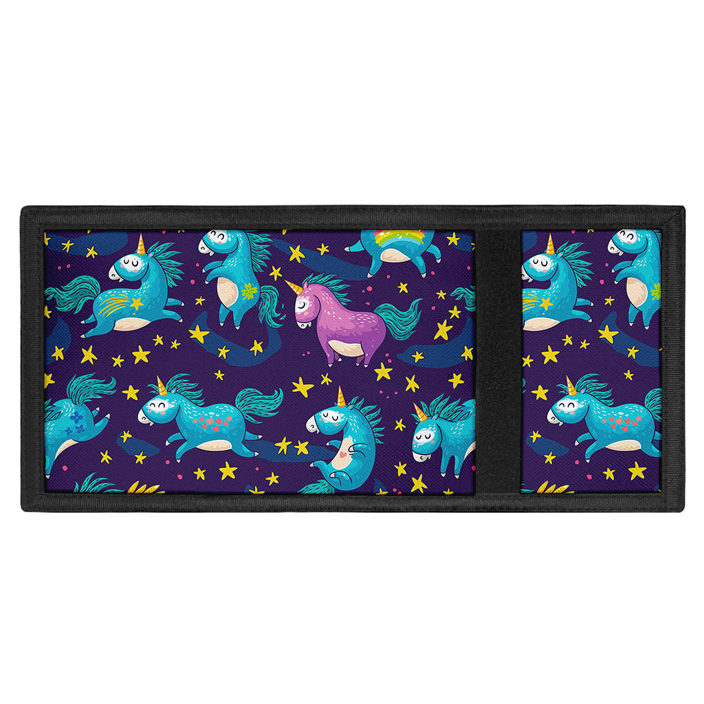 Night Star Unicorn Pattern Print Trifold Wallet